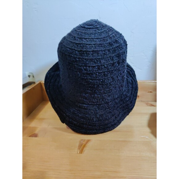 Vintage Betmar New York Hat Cloche Style Pebbled Black Soft  Packable - Picture 3 of 7